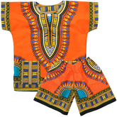 Children Traditional Colourful African Dashiki Thailand Style with Shorts (Orange) - Tribe